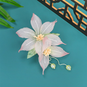 Pince à cheveux originale, design de niche, faite à la main, style ancien, fleur rose féerique, pince latérale unique, coiffe Hanfu, perm - Product Image 4