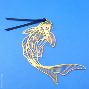 Metal Koi Fish <b>Bookmark</b> Gold Plated 75x60mm Hollow Design Animal Shaped Reusable Book Marker Modern Style - Product Image 1