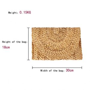 T191 Women's Lightweight Durable Straw Beach Clutch Bag Open Closure Polyester Lining Summer Mini Vacation - Product Image 6
