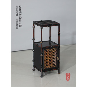 Bamboo Flower Stand Lacquered Bamboo <b>Storage</b> Shelf Chinese Style <b>Console</b> <b>Table</b> Display Rack Small Size - Product Image 4