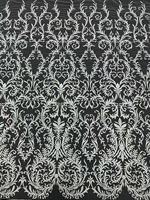 Nouveau tissu en dentelle brodée florale, élégant tissu brodé en maille pour robe de mariée, robe de soirée