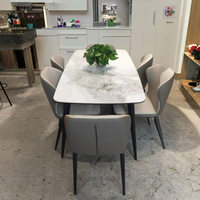 Ensemble table et chaises de salle à manger en bois brillant de style italien moderne, luxe léger, forme rectangulaire, pour la maison, petit appartement