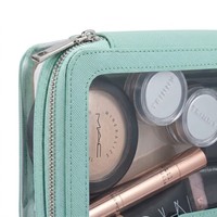 Pochette de maquillage transparente en PU avec fermeture éclair, écologique, tendance, pour voyager, organiseur de sac, trousse de toilette pour femmes, pochette pour soins de la peau