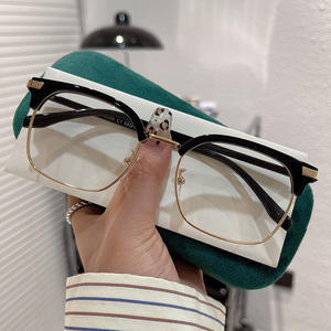 Nouvelles lunettes de vue demi-cerclées en métal, monture carrée pour hommes, anti-lumière bleue, protection UV, lunettes optiques T3 2220 taille moyenne - Product Image 3