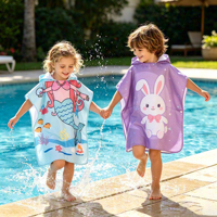 Toallas de Playa con Capucha Personalizadas para Niños, Albornoces con Capucha para Niños, para Nadar en la Playa, Secado Rápido, Toalla de Playa de Microfibra