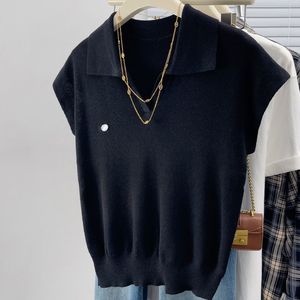 Maglione Estivo da <span class=keywords><strong>Donna</strong></span> 2026 in Seta Ghiaccio con Colletto, Top a Maniche Corte di Alta Qualità, Stile Normcore/Minimalista - Product Image 4