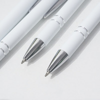 Stylo bille publicitaire personnalisé avec logo, en métal blanc, écran tactile, pointe ultra-fine 1,0 mm, gravure, cadeau promotionnel