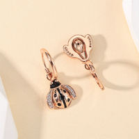 Ensemble collier et boucles d'oreilles en argent sterling 925 ChuYao, motif coccinelle, zircon, plaqué or rose, bijoux pour femmes, cadeau