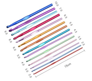 Juego <span class=keywords><strong>de</strong></span> 14 Agujas <span class=keywords><strong>de</strong></span> Ganchillo <span class=keywords><strong>de</strong></span> Aluminio, Multicolores, para Tejer, Coser y Hacer <span class=keywords><strong>Crochet</strong></span>, Herramientas <span class=keywords><strong>de</strong></span> Bricolaje - Product Image 6