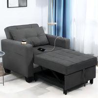 Canapé-lit pliant moderne et durable avec rangement, structure métallique carrée, rembourrage en éponge, revêtement en tissu, pour appartement, hôtel, OEM/ODM
