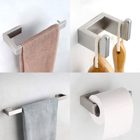 Ensemble d'accessoires de salle de bain en acier inoxydable 304, 4 pièces, noir mat, à fixer au mur : porte-serviettes, porte-papier toilette, patère pour peignoir
