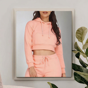 Sudadera Corta Deportiva Personalizada de Alta Calidad para Mujer, Sudadera con Capucha de Algodón y Felpa, Antiencogimiento, Tejido de Punto, Informal, de Secado Rápido y Transpirable - Product Image 3