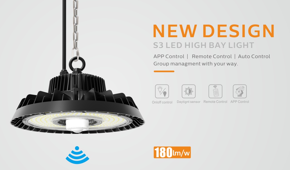 NEW pluggable sensor UFO led high bay light 150W 200W UFO high bay light smart mobile control design