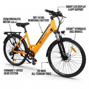 Vélo électrique de ville Molicycle R1 avec roues de 26 pouces, moteur de moyeu arrière de 250 W, freins hydrauliques à 7 vitesses, cadre en alliage d'aluminium longue portée - Product Image 3