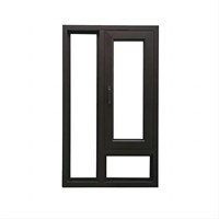 Ventana Abatible RG100 de Aluminio Negro, Doble Acristalamiento, Resistente a Impactos, para Casas