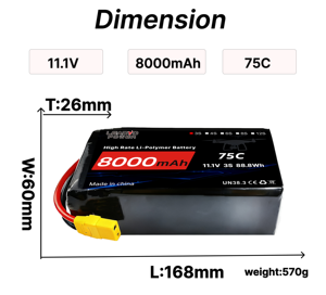 OEM Drone Batterij Lipo 3S 11.1V 5200mAh 5.2Ah 8000mAh 10000mAh Batterijpakketten voor UAV FPV RC Auto's Radiografisch Bestuurde Modellen - Product Image 6