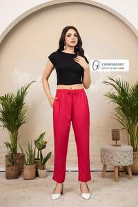 Pantalones de Rayón para Mujer, Cómodos, Casuales, Cintura Elástica, Transpirables, Moda de Verano, Corte Recto, Elegantes, para Uso Diario - Product Image 3