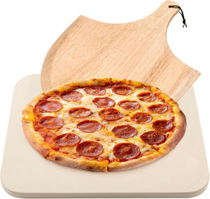<span class=keywords><strong>Pierre</strong></span> à <span class=keywords><strong>pizza</strong></span> rectangulaire surdimensionnée de 15x12 pouces-<span class=keywords><strong>Pierre</strong></span> de cuisson en cordiérite durable avec pelure en bois gratuite pour four et gril - Product Image 1