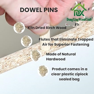 200 Pack 3/8" X 1 1/2" Hardwood <strong>Wooden</strong> <strong>Dowel</strong> Pins Wood Kiln Dried Fluted Beveled - Product Image 3