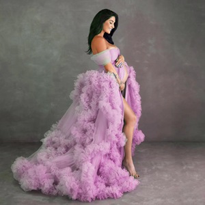 Robe élégante pour femme enceinte, robe à fente avant de grande taille européenne et américaine, robe bleue pour <span class=keywords><strong>le</strong></span> commerce extérieur - Product Image 4