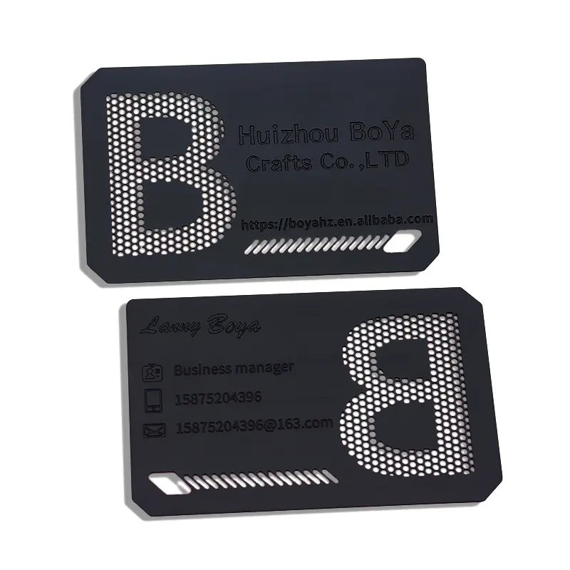 Paslanmaz çelik özel siyah metal çelik iş hediye kartı lazer kazınmış Deluxe metal iş VIP kart lüks