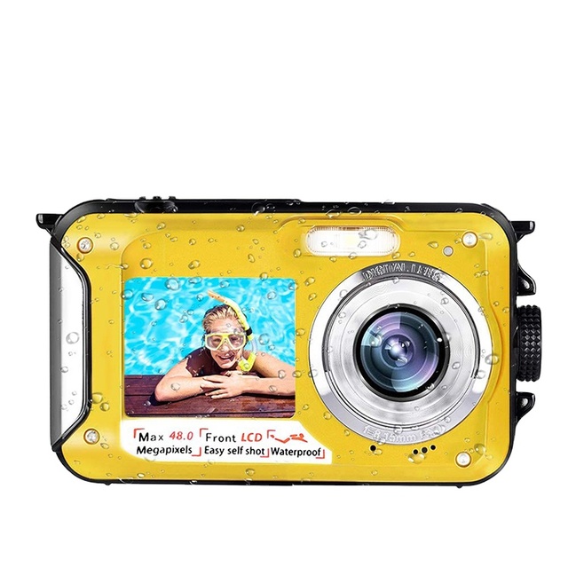 2.7K HD Waterproof Video Camera Dual Screen and Self-timer Waterproof 10ft Digital Camera