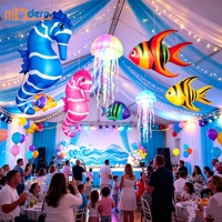 Décoration de plafond géante gonflable en forme de hippocampe (6-8 pieds) sur le thème de la mer, pour fêtes océaniques, aquariums, centres commerciaux, mariages et événements, avec gonflage électrique