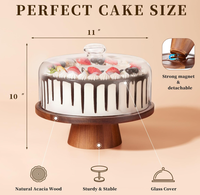 Vente en gros de supports à gâteau en bois personnalisés avec couvercle, support à gâteau en acacia