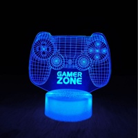 Lámpara de Noche para Gamers con Iconos 3D, Lámpara de Juego con Control Remoto, Multicolor, Cableada/Inalámbrica, de Plástico Acrílico, 1 Año de Garantía