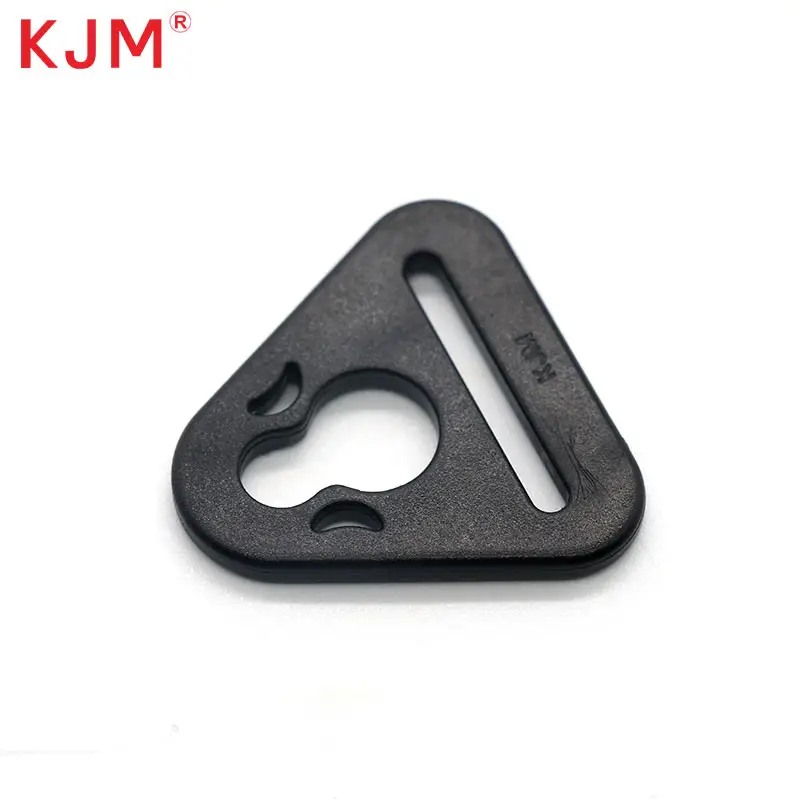 KJM logotipo personalizado 1 pulgada pompón negro plástico reciclado ajustador triángulo Tri GLIDE hebillas
