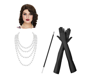 Ecoparty 1920s Flapper Dress Accessories Retro Party Props GATSBY <span class=keywords><strong>CHARLESTON</strong></span> Pearl Necklace Smoke Rod Glove Set Vintage Wig - Product Image 3