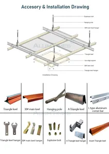 600*600 Clip in alluminio metallico perforato nel pannello del soffitto piastrelle per soffitti in alluminio