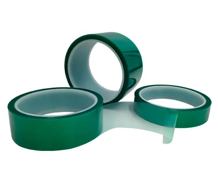 Fita adesiva de silicone resistente a temperaturas de 200 graus PET 25mm 66m Resina verde de silicone