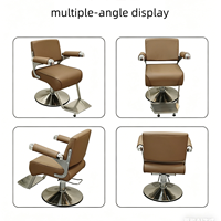 Fauteuil de Barbier Moderne en Cuir PU, Réglable en Hauteur Hydrauliquement, Base Ronde Pivotante à 360°, Repose-Pieds Unique, Siège de Coiffure pour Salon