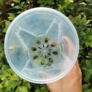 סיטונאי קלאסי עגול עציץ פלסטיק שקוף סיר סחלב שקוף חדש עם עיצוב גביע מעובה מחורר