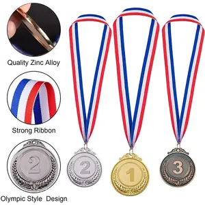 パーティーゲームはお土産を支持しますゴールドシルバーブロンズ賞メダルリボン付きスポーツメダル3Dブランクカスタムメダルギフトカスタマイズ