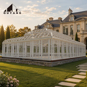 Serre de jardin en fer forgé et verre, style victorien, toit long et arqué, blanc, de luxe, <span class=keywords><strong>pour</strong></span> projet de villa, QUYANG - Product Image 1