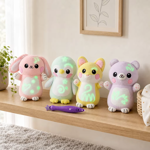 Peluche Luminoso al Buio con Penna UV, Animali Imbottiti Luminosi (Coniglio, Pinguino, Topo, Orso), Giocattolo Morbido, Regalo per Bambini per la Nanna - Product Image 4