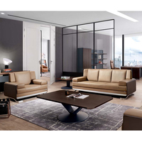 Salle de réunion de réception personnalisée Mobilier design moderne en cuir de luxe Mobilier commercial Ensemble de canapés de bureau