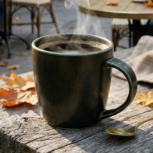Tasses à café en porcelaine modernes de style café, vente en gros directe d'usine, écologiques, faites à la main, céramique mate noire - Product Image 1