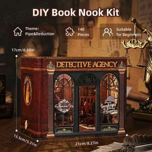 Modellino in Legno Fai-da-Te di Casetta, Agenzia di <span class=keywords><strong>Detective</strong></span>, Fermalibri 3D, Puzzle Antistress, Gioco di Costruzioni - Product Image 2