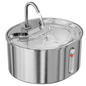 Fontaine à eau pour animaux de compagnie en acier inoxydable Ly-B01, design arrondi pour chiens et chats, détachable, argenté, 0,75 kg - Product Image 1