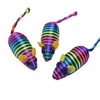 Jouet pour chat en peluche coloré et mignon en forme de souris avec son de hochet, jouet interactif pour chat d'intérieur