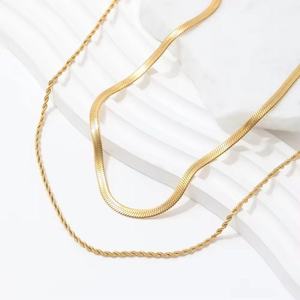 สร้อยคอแบบเชือกถักลายก้างปลาเคลือบทอง 18K PVD สร้อยคอเหล็กกล้าไร้สนิม ไม่หมอง ไม่เป็นสนิม และกันน้ำ - Product Image 2