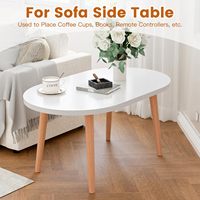Table basse en gros au design japonais, pieds en bois massif, 23,6 pouces, petite table ovale peu encombrante avec rangement, mobilier de maison léger et portable