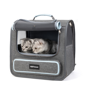 Pet <b>Backpack</b> Carrier Oxford Gray Cartoon <b>Cat</b> Breathable Zipper Closure for <b>Cats</b> - Product Image 2