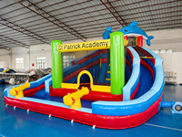 Toboggan aquatique gonflable personnalisé pour usine, parc aquatique gonflable commercial en PVC pour enfants avec piscine à jets pour fête estivale en extérieur