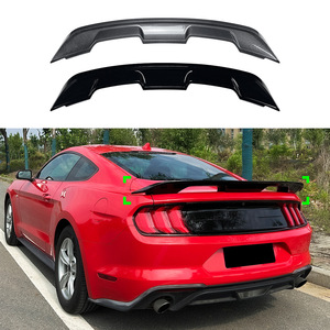 Ford Mustang Rear Spoiler Ducktail Piano <b>Black</b> Carbon Fiber Texture ABS Trunk <b>Wing</b> 2015-2022 - Product Image 1