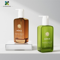 Flacons de parfum de luxe 150 ml en verre ambré vert, bouteille rectangulaire à paroi épaisse avec pompe à huile pour cosmétiques et soins de la peau