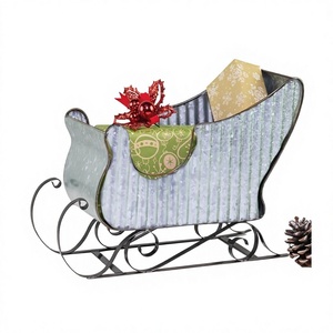 Traditional Metal Christmas Sleigh Basket Decoration for Indoor/Outdoor Use - Product Image 1